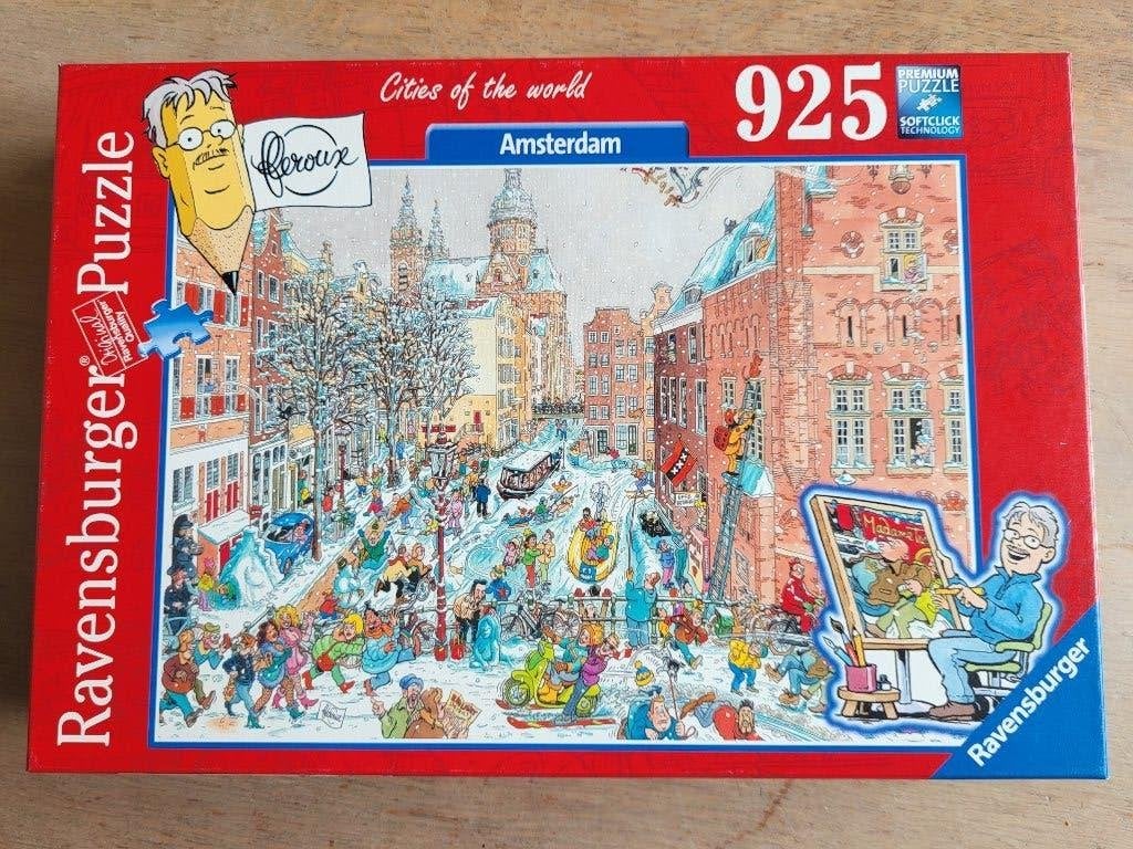 puzzel Fleroux Amsterdam in de winter 925 stukjes, Ophalen of Verzenden, 500 t/m 1500 stukjes, Zo goed als nieuw