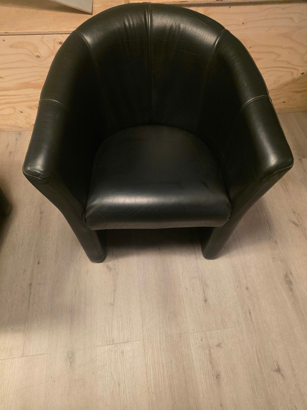 6 Zwarte leren fauteuil - Comfortabele zitstoelen, Ophalen, Gebruikt, 50 tot 75 cm, Leer