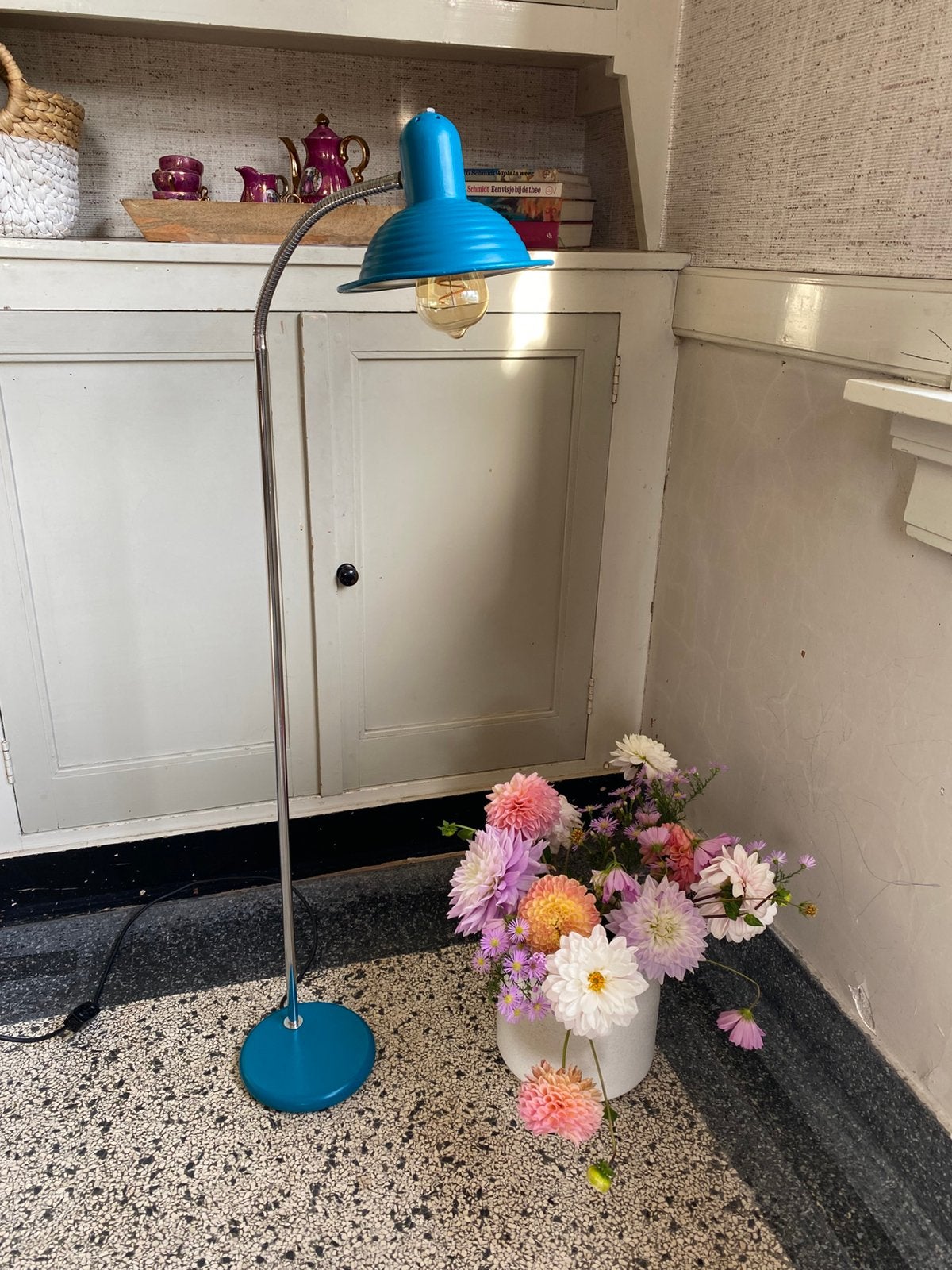 Vintage Anvia 155 vloerlamp staande lamp, Gebruikt, 100 tot 150 cm, Vintage, Metaal