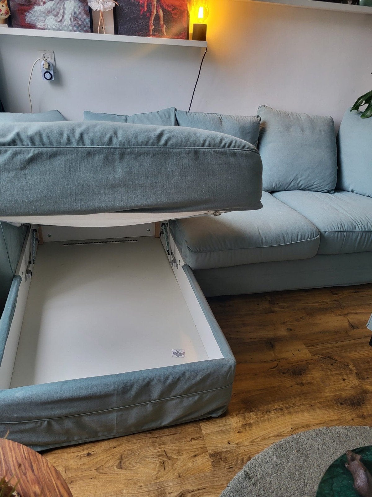 IKEA GRÖNLID 3-zitsbank met chaise longue, Modern, Comfortabel, 250 tot 300 cm, Gebruikt, Driepersoons