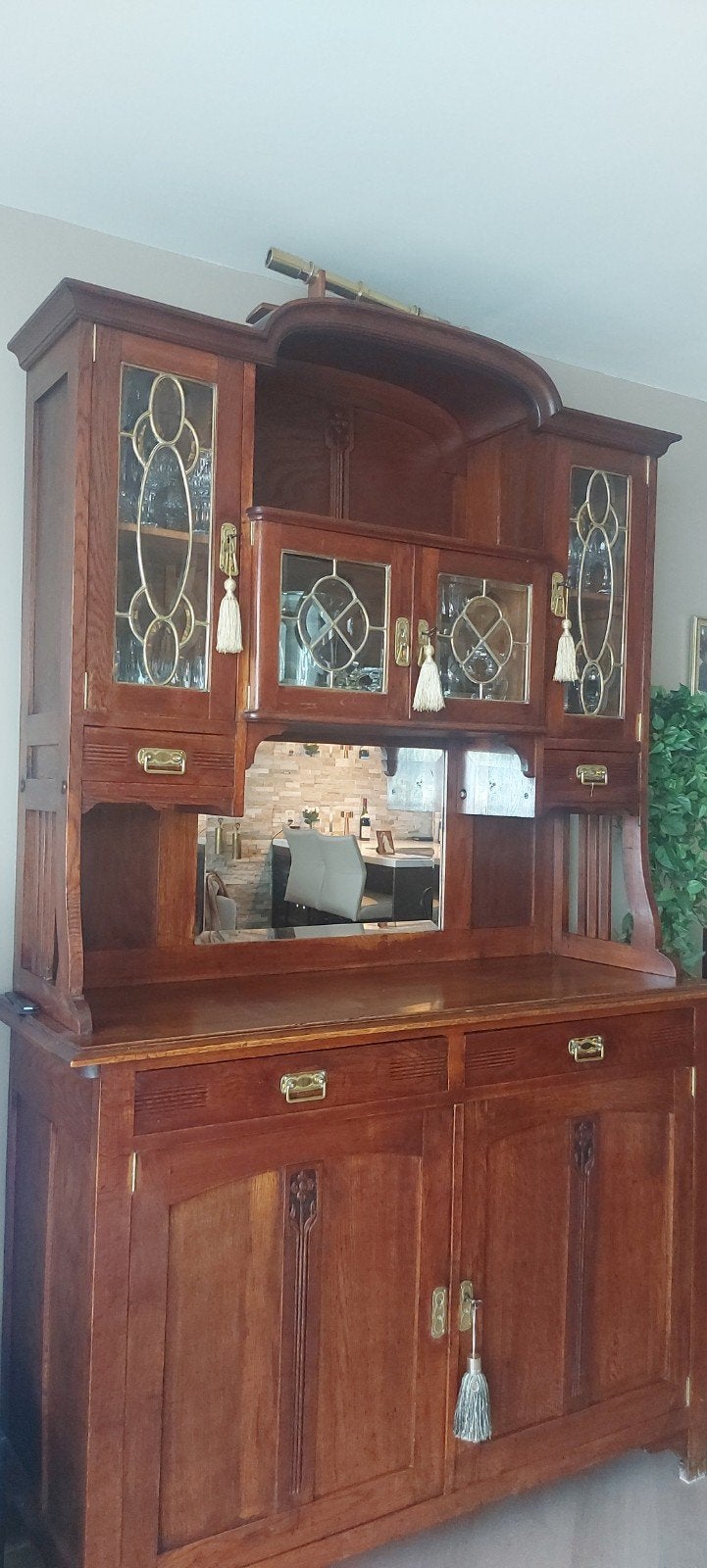 Antieke buffet kast8, Ophalen, Gebruikt, 25 tot 50 cm, Glas
