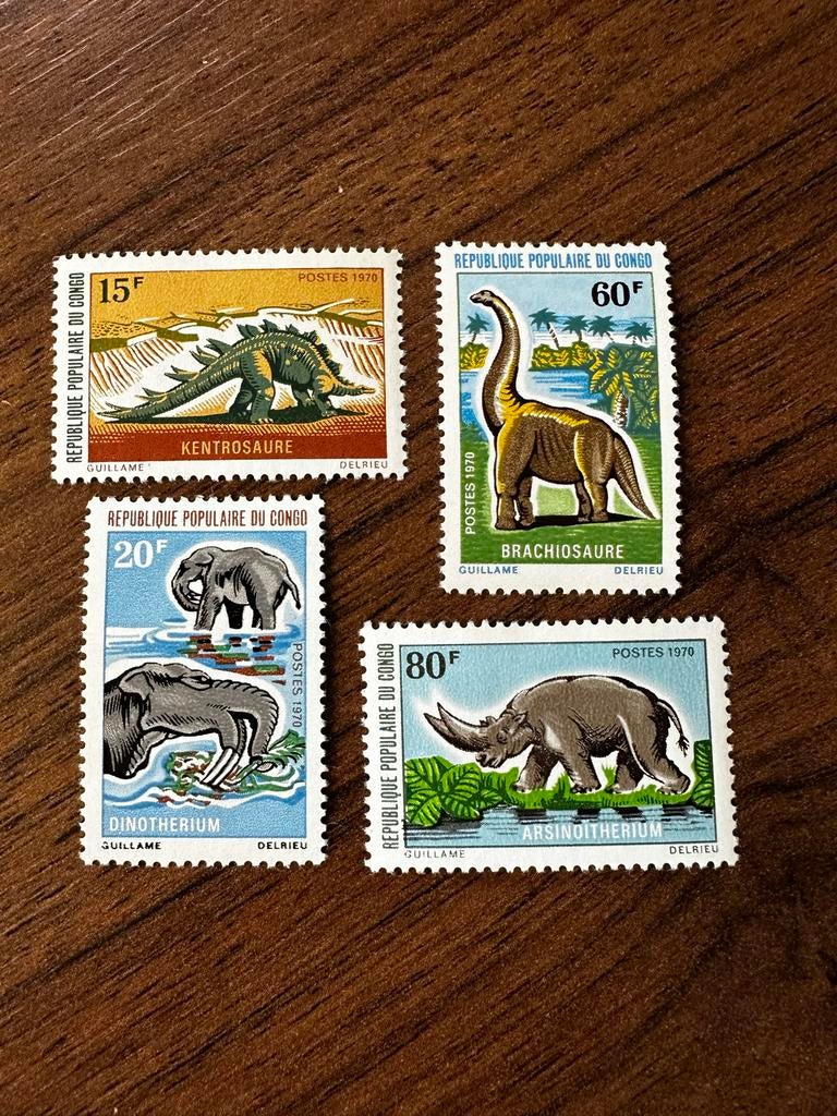 Congo 1970 ongebruikt Dinosaurus en Prehistorische Dieren, Ophalen of Verzenden, Overige landen
