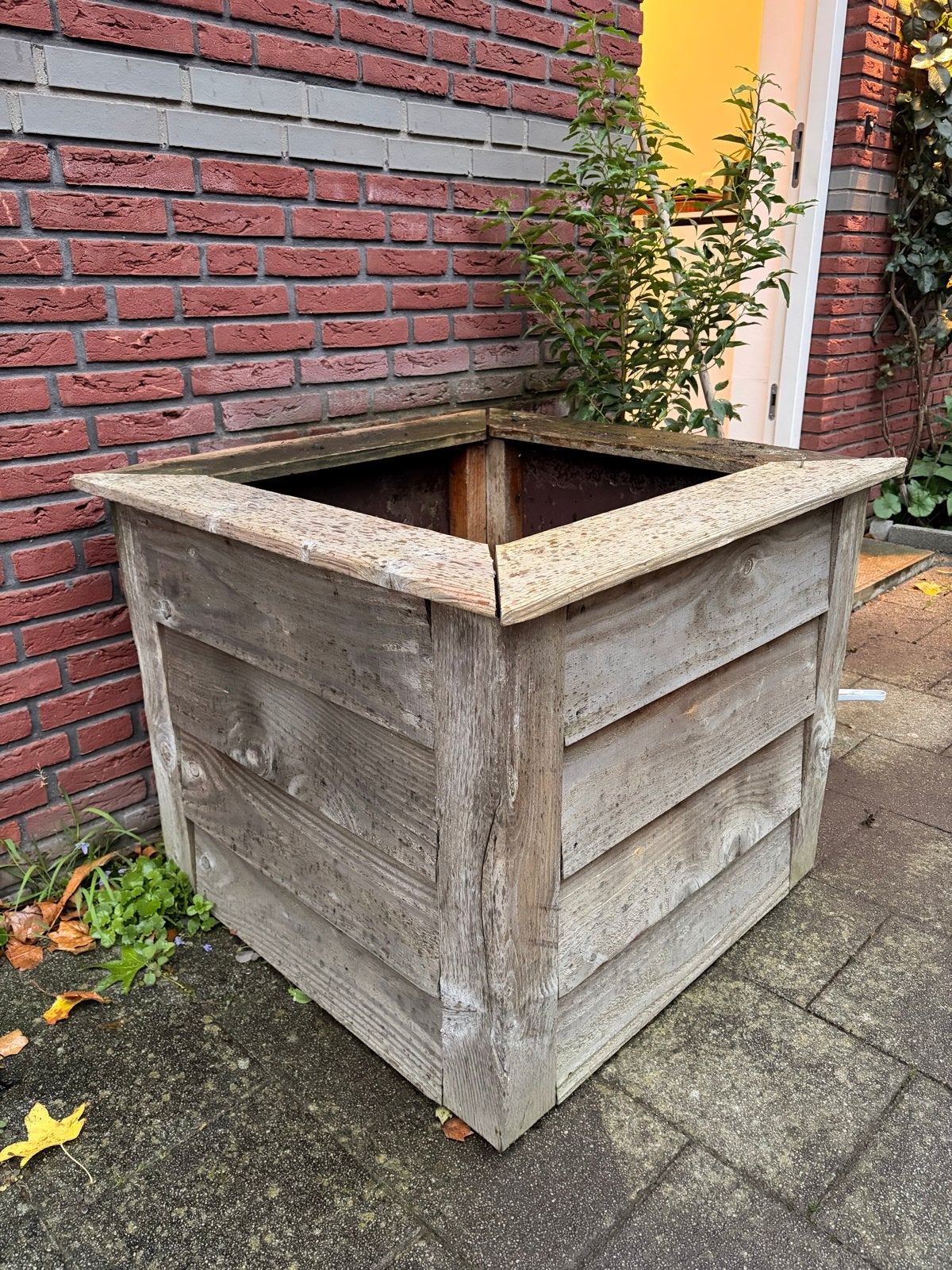 Grote houten plantenbak voor buiten, Ophalen, Gebruikt, Vierkant, Balkon