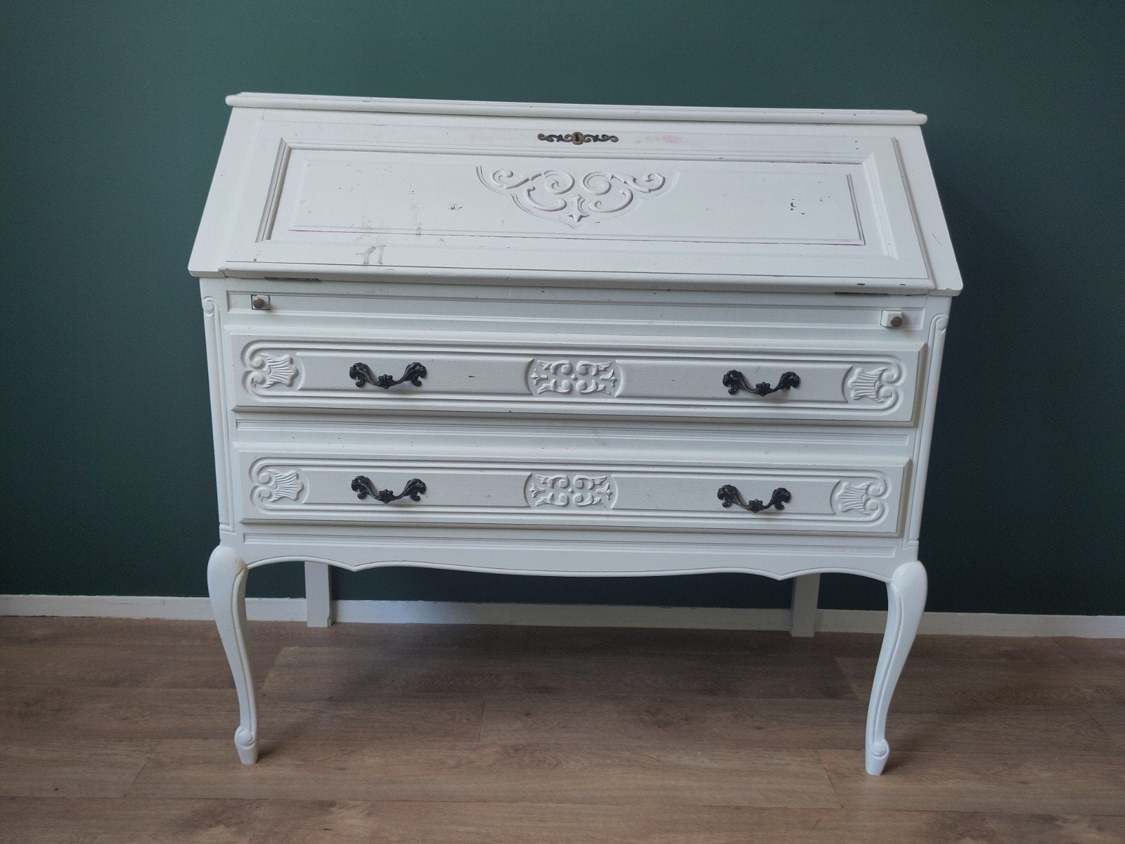 Secretaire wit, met lades, Huis en Inrichting, Kasten | Secretaires, Ophalen, Gebruikt