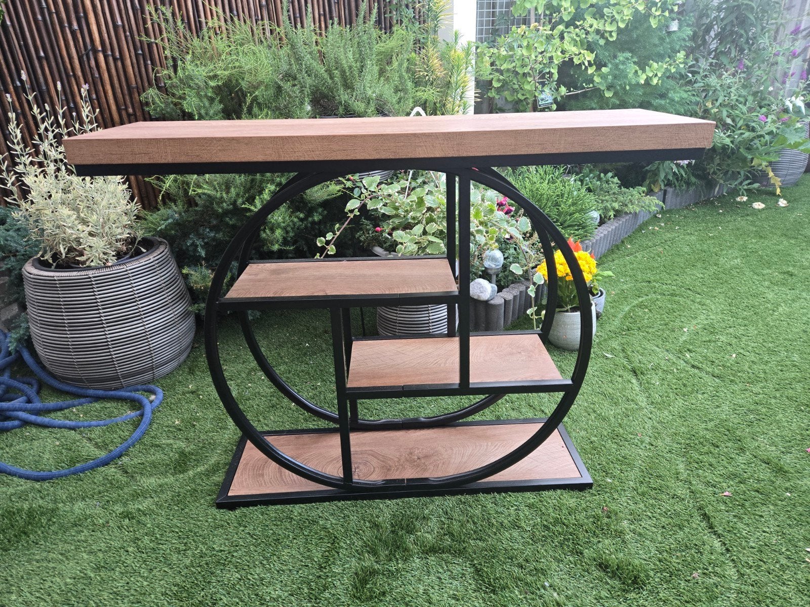 Tribesigns Industriële Console Tafel - Metaal & Hout, Huis en Inrichting, Tafels | Sidetables, Gebruikt, 100 tot 150 cm, Overige vormen