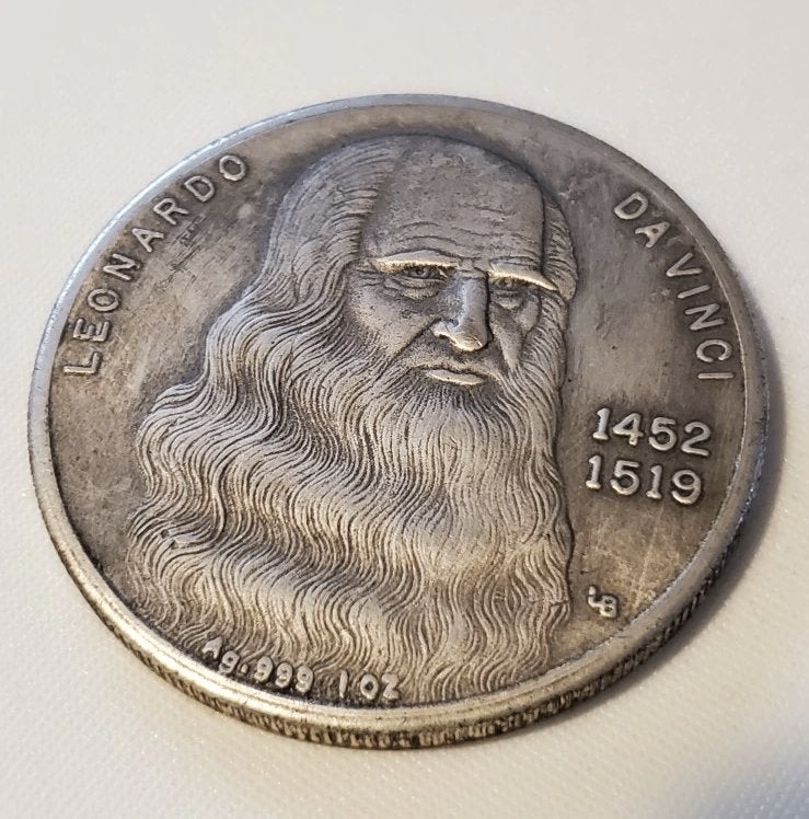 Leonardo Da Vinci 1452 - 1519 Munt / Zilveren Munt, Postzegels en Munten, Verzenden, Overige landen, Losse munt