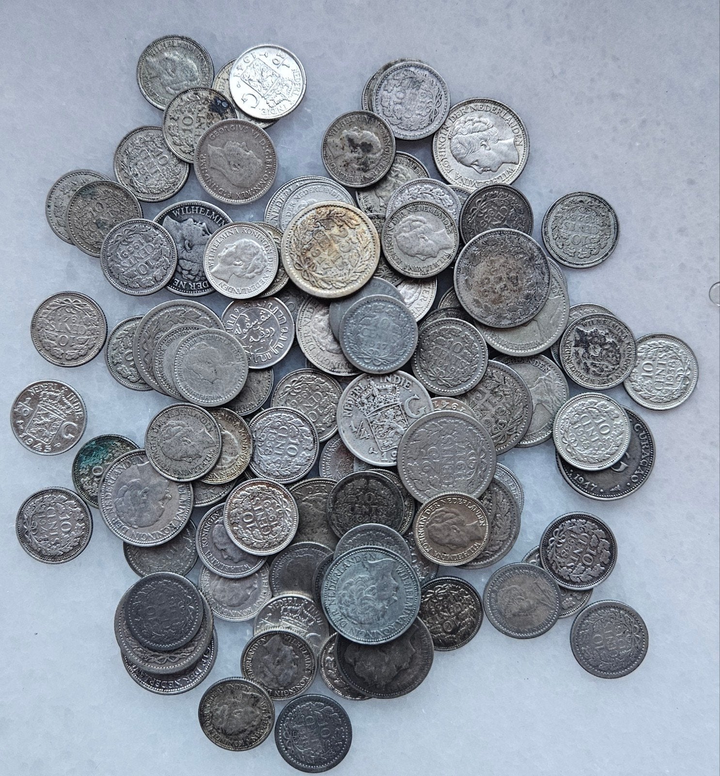 196 gram dubbeltjes en kwartjes zilver, Ophalen of Verzenden, Koningin Wilhelmina, 10 cent, Zilver