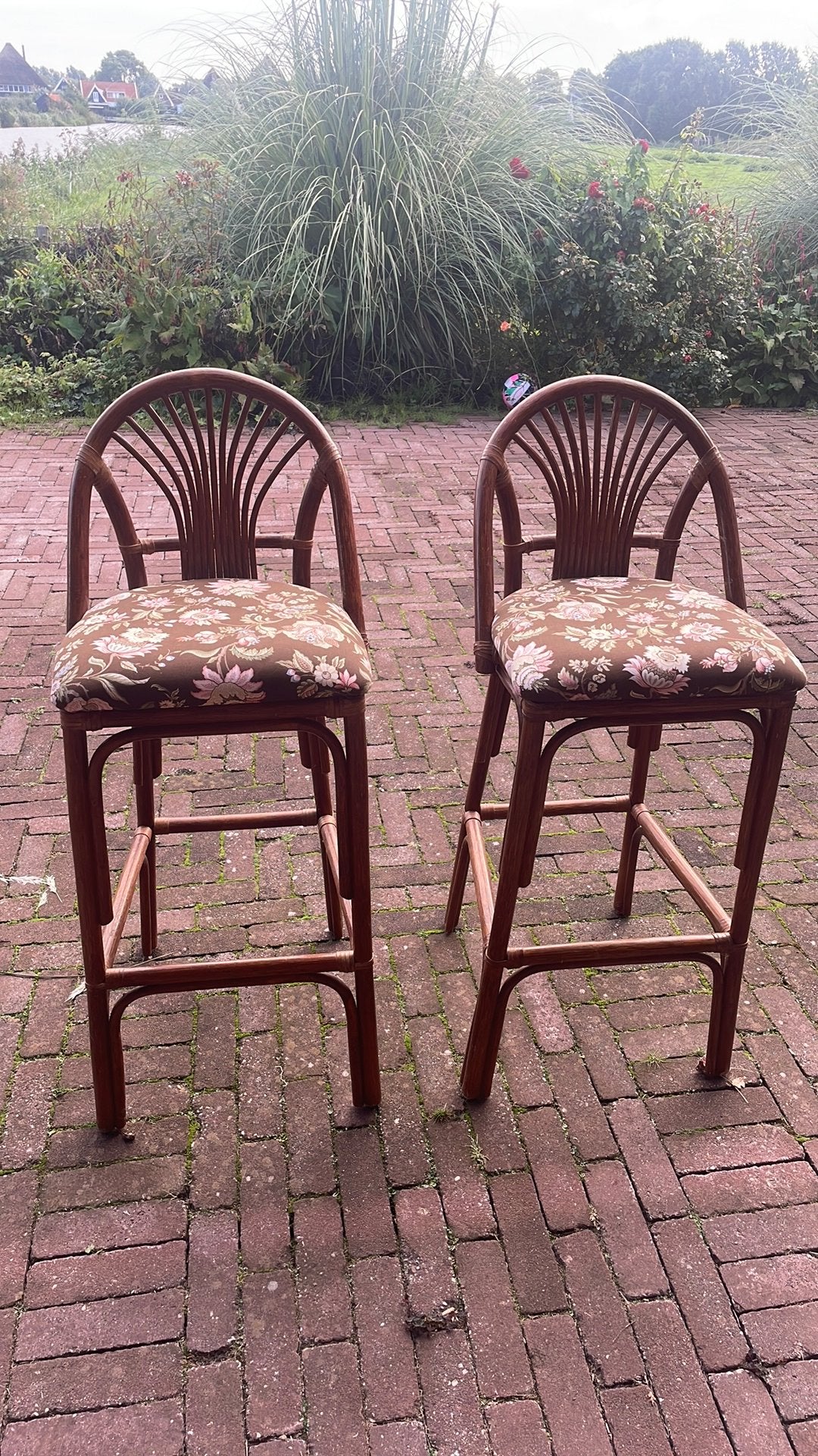 Vintage barkrukken, Ophalen, 60 tot 90 cm, Zo goed als nieuw, Hout