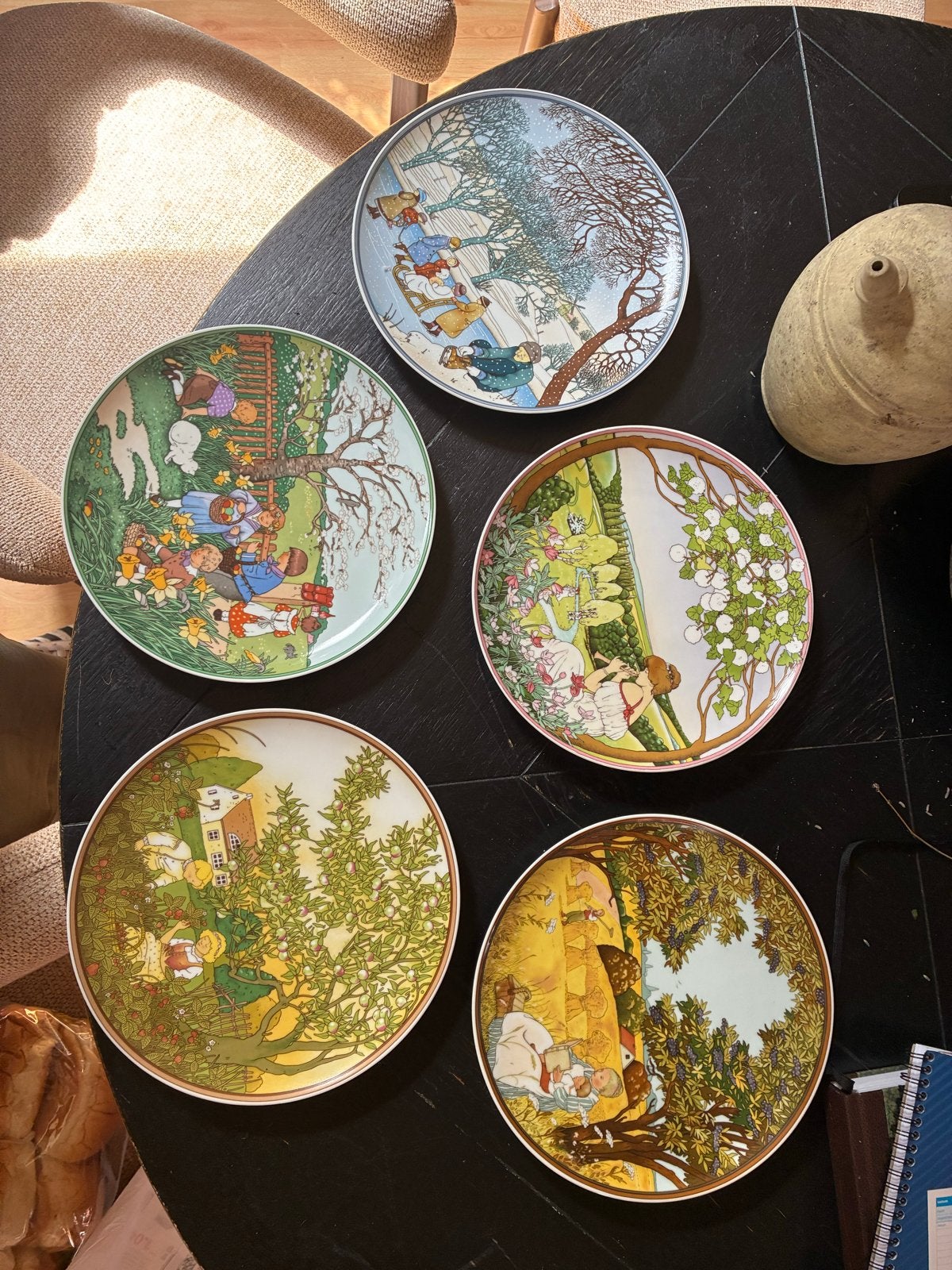 Villeroy & Boch wandborden 'De Seizoenen' (5 stuks), Meerkleurig, Steen/keramiek, Ophalen of Verzenden, Zo goed als nieuw