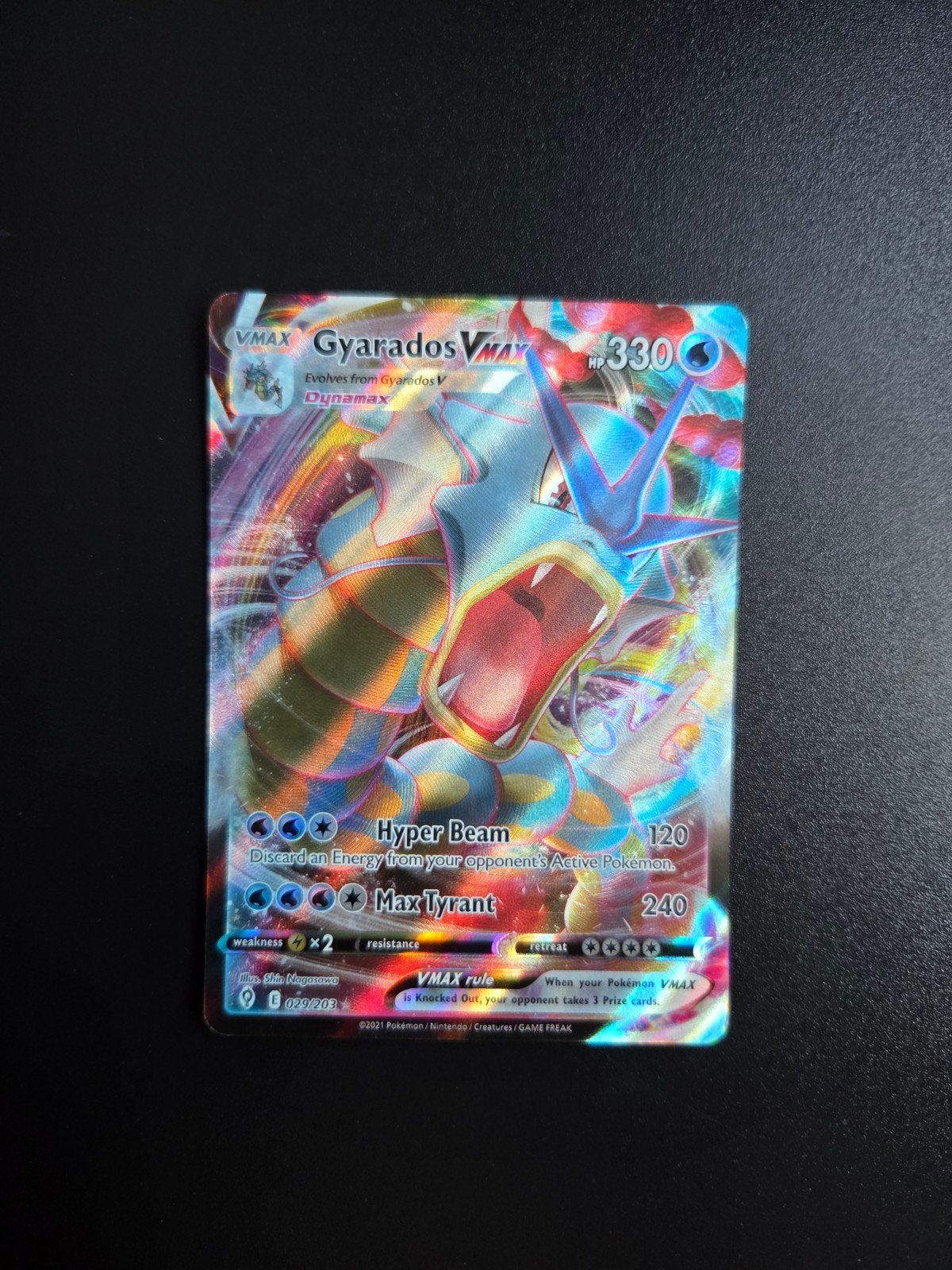 Gyarados VMAX 029 Pokemon Evolving Skies, Ophalen of Verzenden, Zo goed als nieuw, Booster, Foil