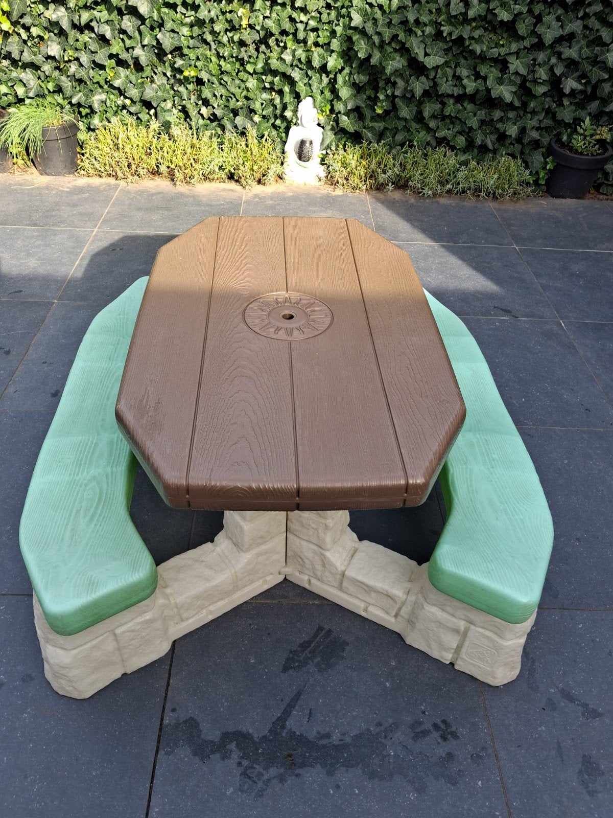 Little Tikes picknicktafel bruin/groen boomrelief, Ophalen, Gebruikt, Overige typen