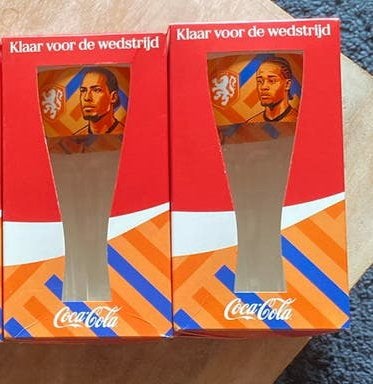 Coca cola glazen Ned elftal, Ophalen, Zo goed als nieuw, Frisdrankglas