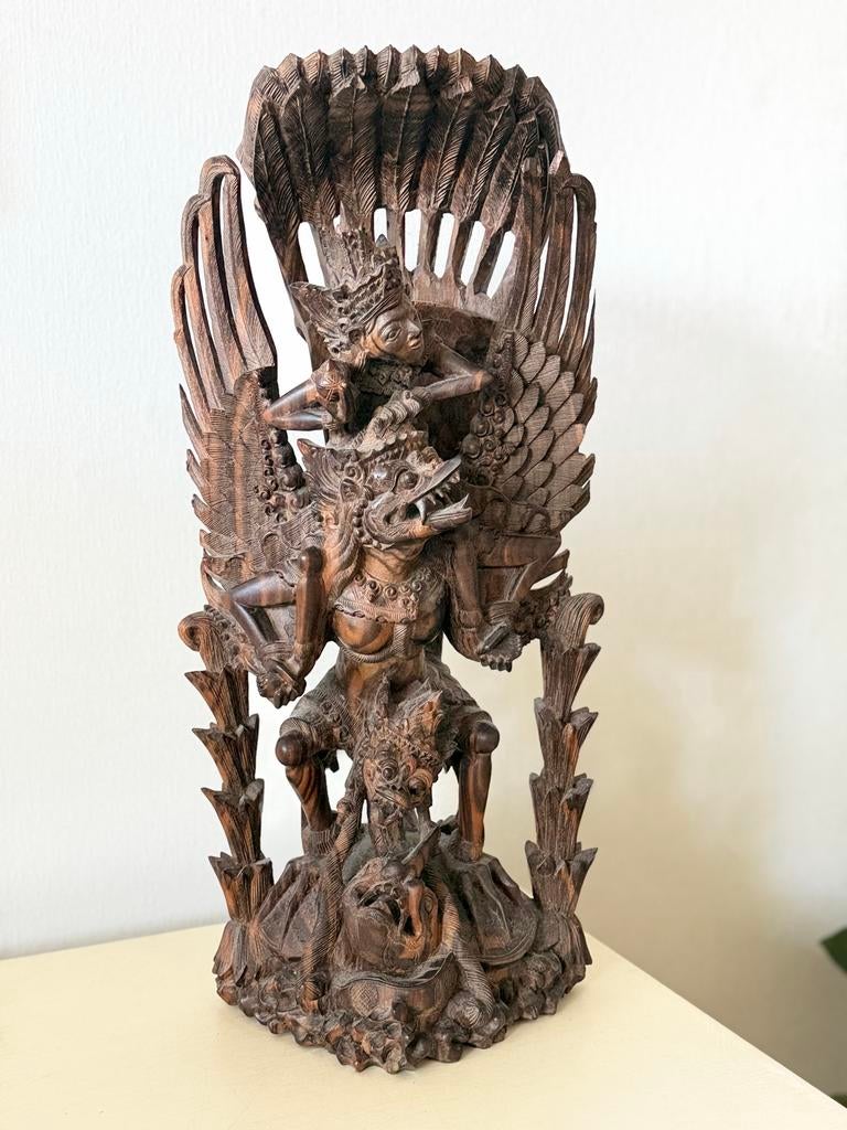 Vintage Balinese Garuda houtsnijwerk - 45cm, Antiek en Kunst, Kunst | Beelden en Houtsnijwerken, Houtsnijwerk, Ophalen of Verzenden