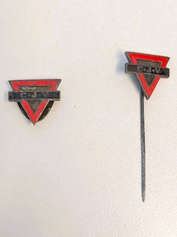 emaille speld en knoopsgatspeld CJV Chr. Jongeren Verbond, Verzamelen, Ophalen of Verzenden, Overige onderwerpen, Speldje of Pin