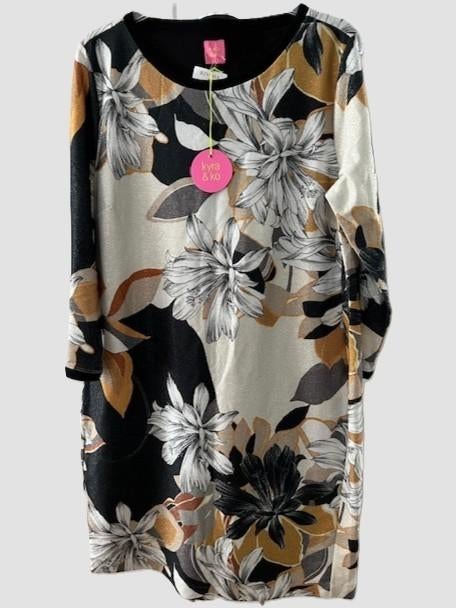 NIEUW KYRA model WIES jurkje XXL witgrijs mosterdgeel zwart, Kleding | Dames, Verzenden, Zwart, Maat 42/44 (L), Nieuw