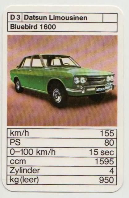 C130 autokaartje datsun bluebird 1600, Ophalen of Verzenden, Zo goed als nieuw, Auto's