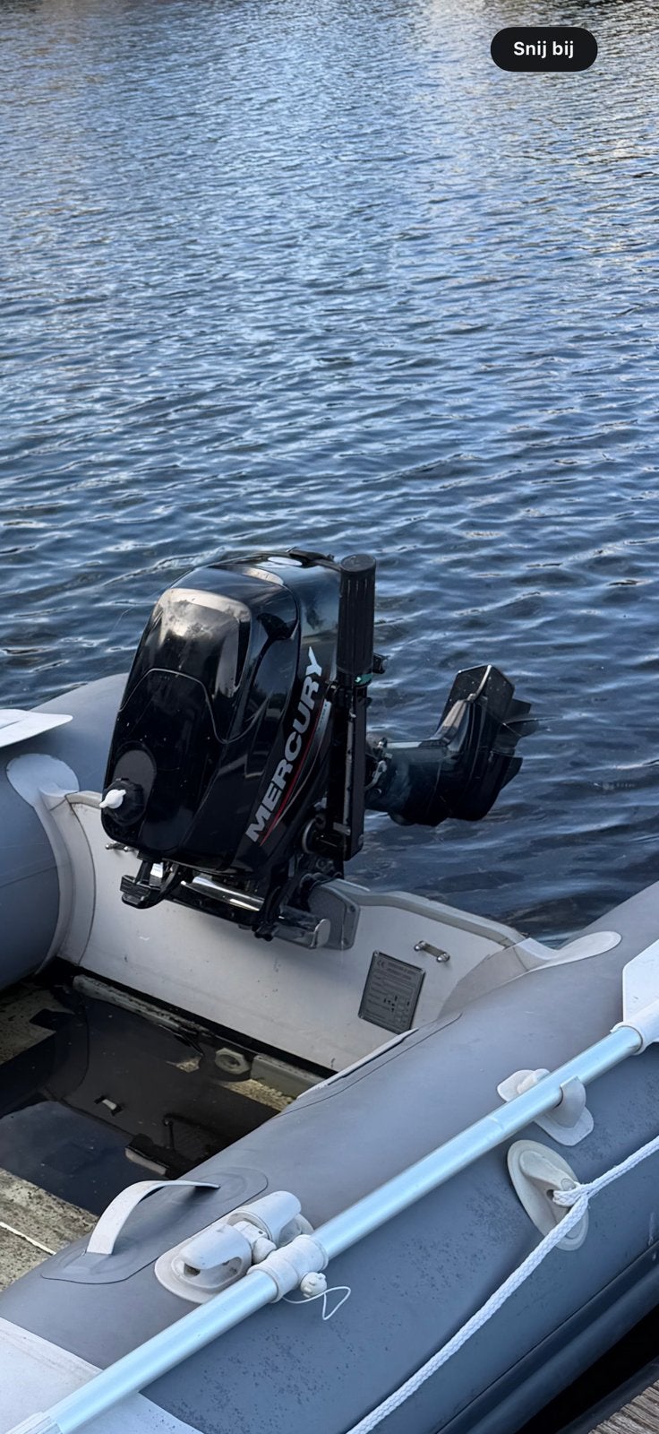 Rubberboot 3.30 m met 4pk mercury motor, Ophalen, Zo goed als nieuw, Pomp, Benzine