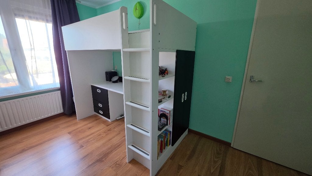 Ikea Stuva/Fritids Hoogslaper met Bureau en Kast, Ophalen, Hoogslaper, Eenpersoons, 200 cm