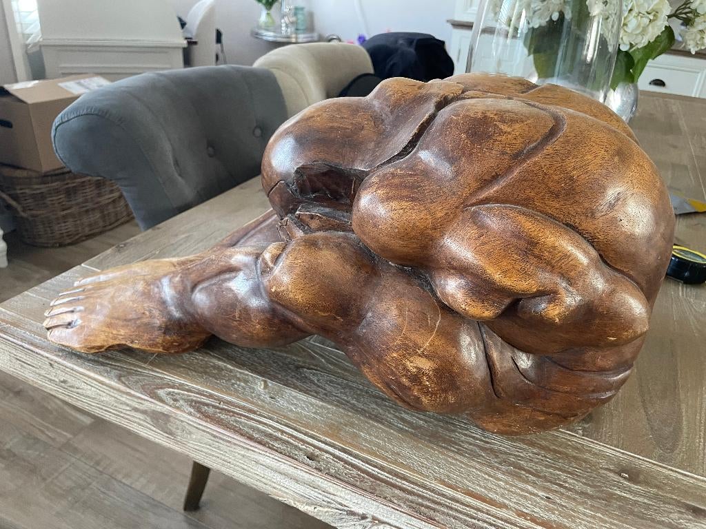 Orang Malu Beeld - Yogiman / Weeping Buddha, Ophalen, Hout, Beeld, Religie