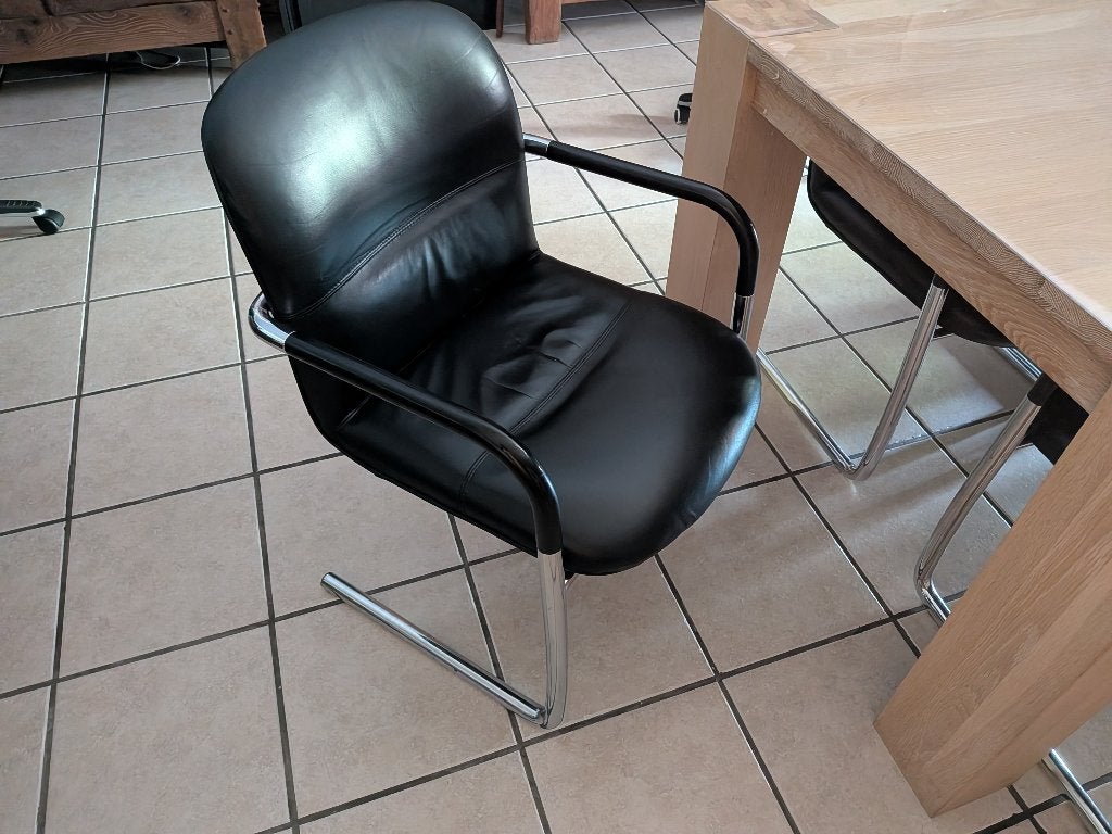 Stoelen leder 6 stuks, Zwart, Ophalen of Verzenden, Zo goed als nieuw, Vijf, Zes of meer stoelen