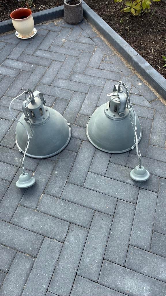 Dubbele hanglamp, Ophalen, Zo goed als nieuw, Metaal, Minder dan 50 cm