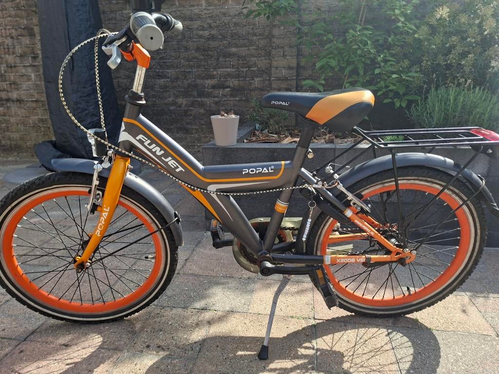 Popal Funjet Kinderfiets 20 inch - Grijs/Oranje, Ophalen, Gebruikt, Popal funjet, Terugtraprem