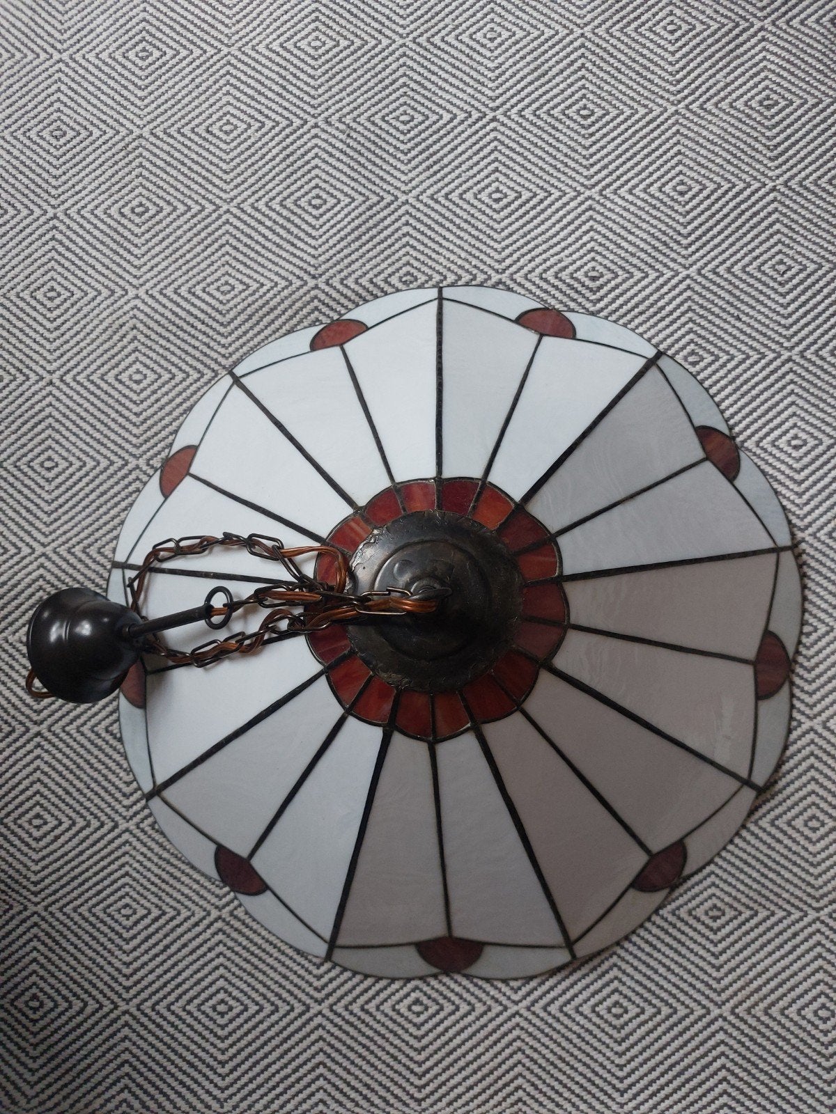 Tiffany lampenkap 60cm doorsn. - Wit/Bruin glas, Ophalen, Gebruikt, Overige typen, Wit