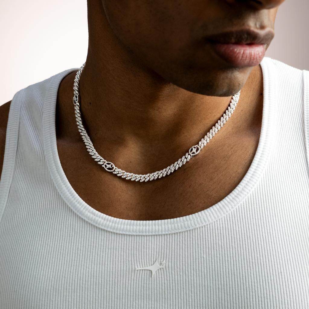 925 zilver verguld Iced Cuban link heren ketting 5 mm nieuw, Nieuw, Ophalen of Verzenden, H, H