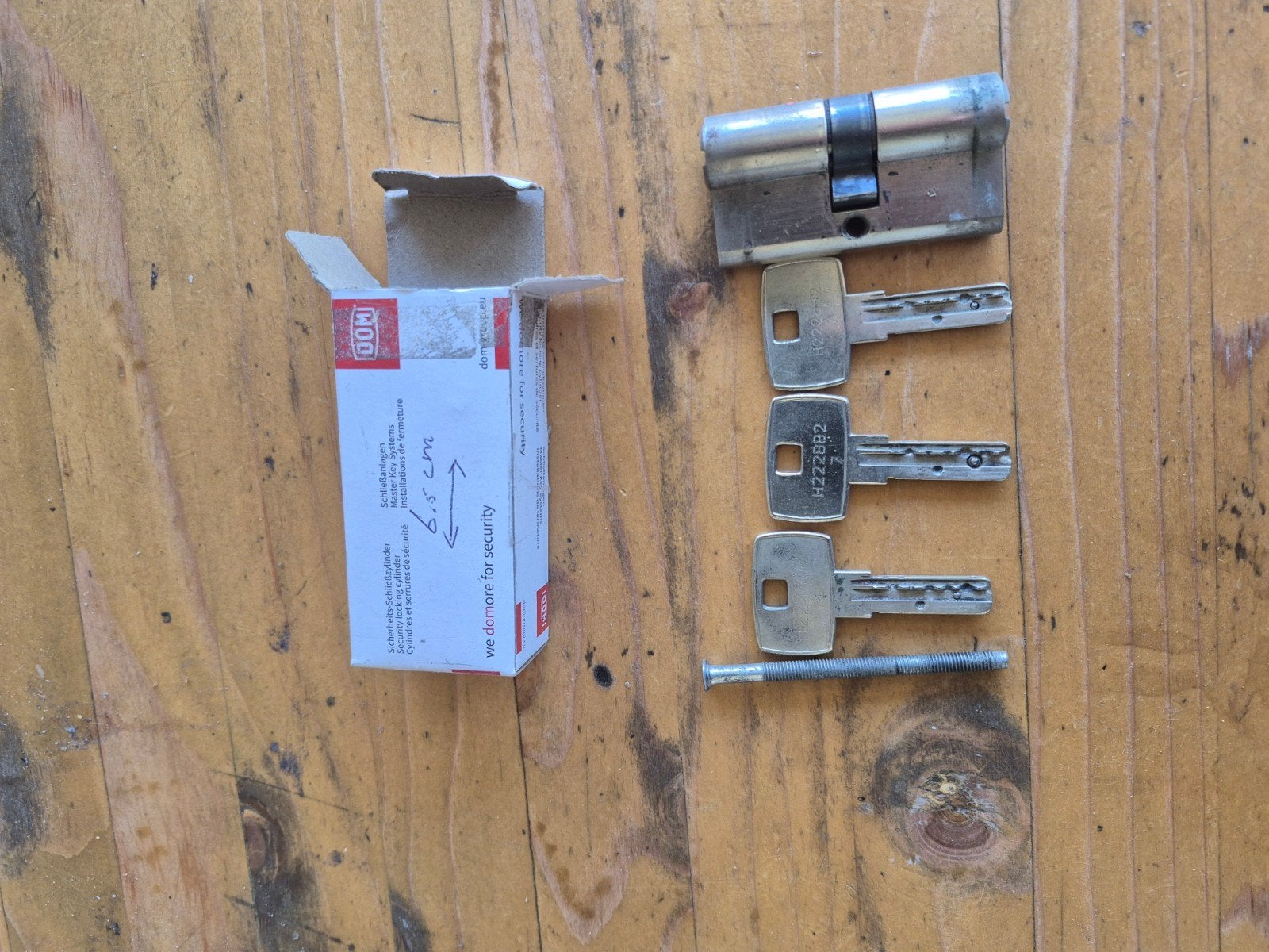 Cilinderslot met 3 sleutels en bevestigingsschroef, Ophalen, Gebruikt, Overige materialen, Slot