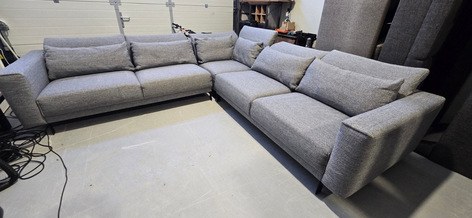 Montel Hoekbank Grijs Gemêleerd - Extra Groot & Diep, Ophalen, Modern, Comfortabel, Gebruikt, 300 cm of meer