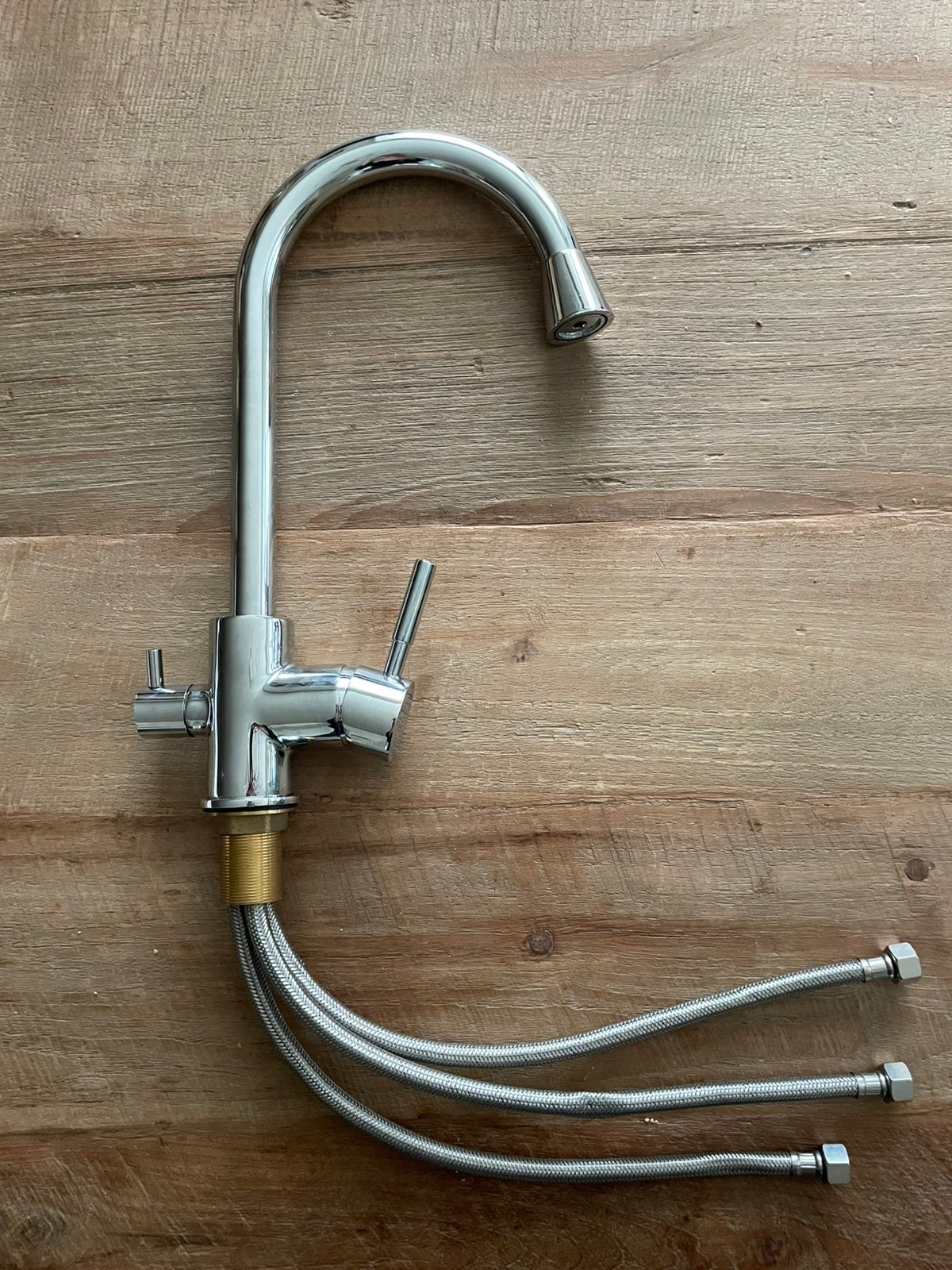 Chromen meng badkraan met 3 flexibele slangen, Ophalen, Nieuw, Chroom, Bad