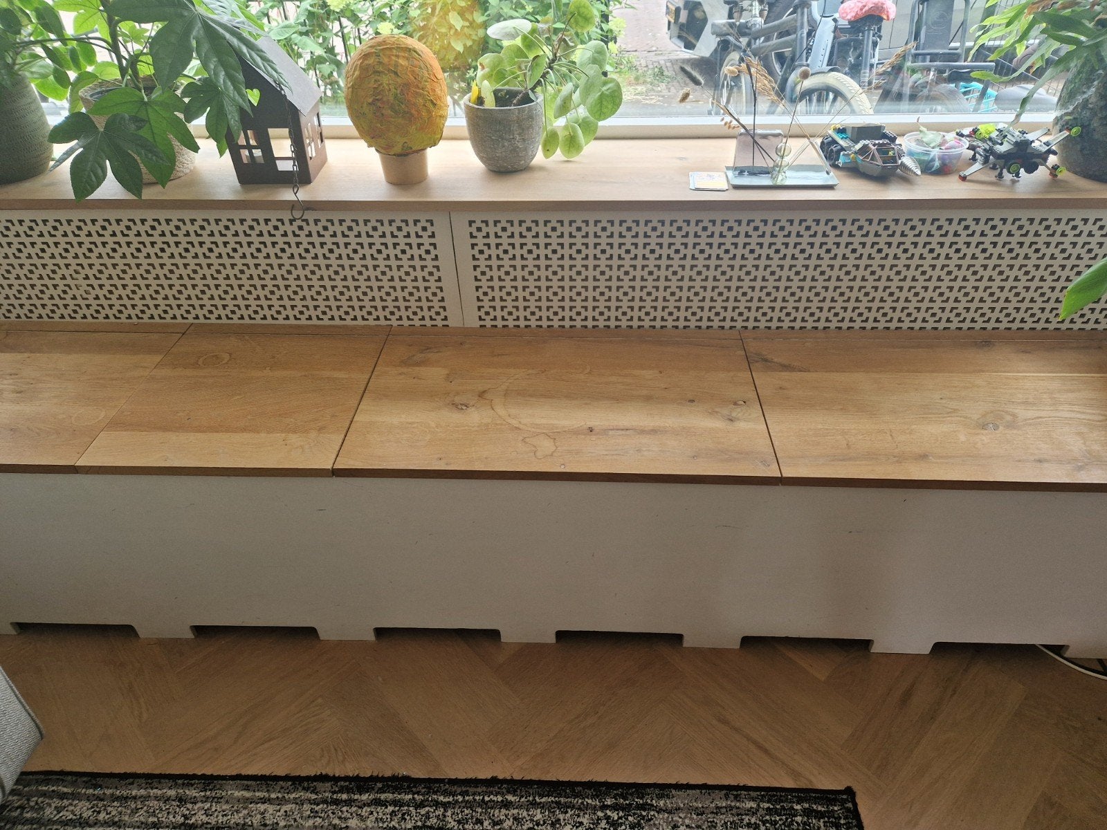 Opbergbank met massief eiken kleppen DIY, Ophalen, Gebruikt