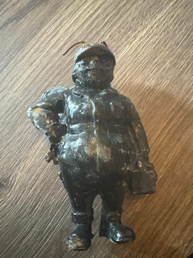 Zwaar bronzen beeldje 'Bouwvakker' van Theo Schreurs, Verzamelen, Beelden en Beeldjes, Ophalen of Verzenden, Gebruikt, Overige typen
