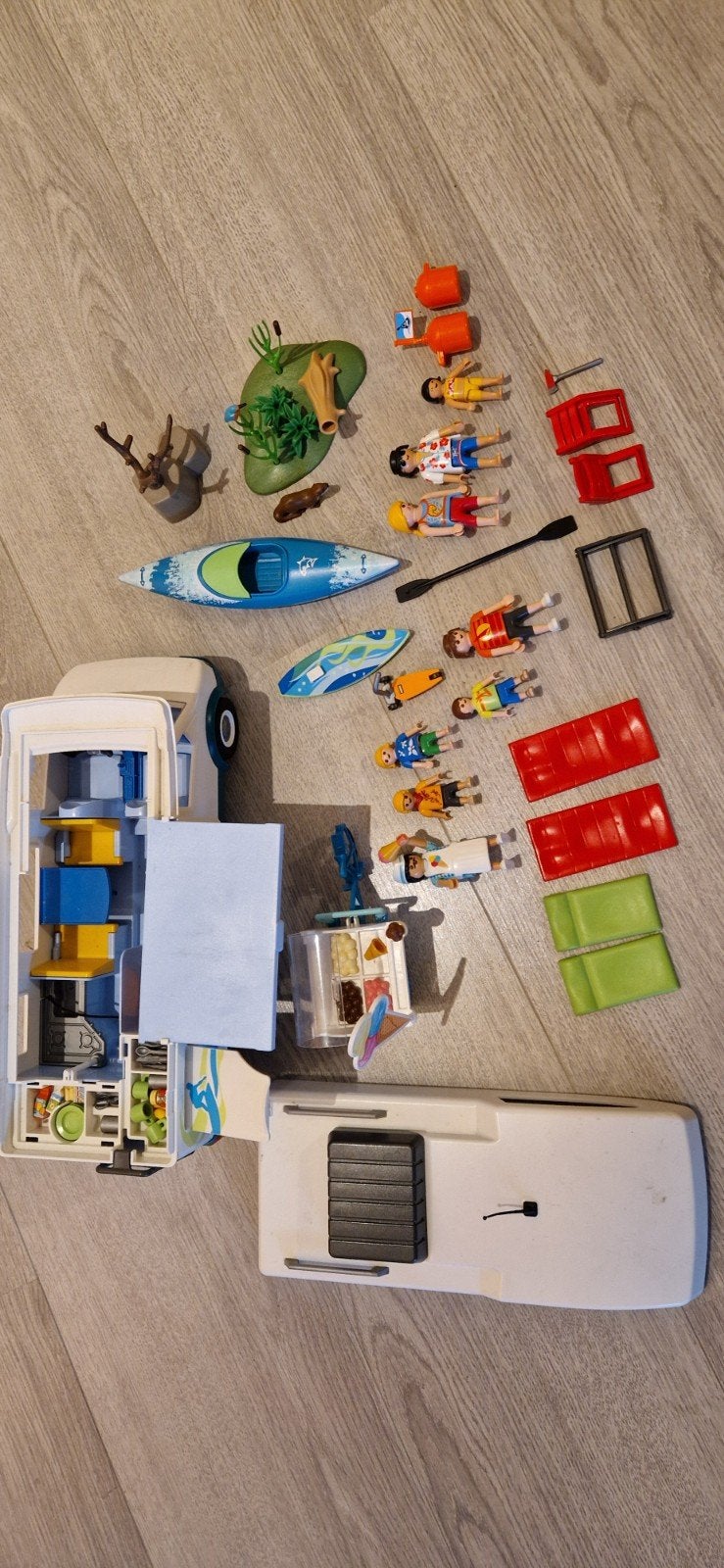Playmobil camper met kanovaarder en ijscoverkoper, Gebruikt, Complete set, Voertuig, Family fun