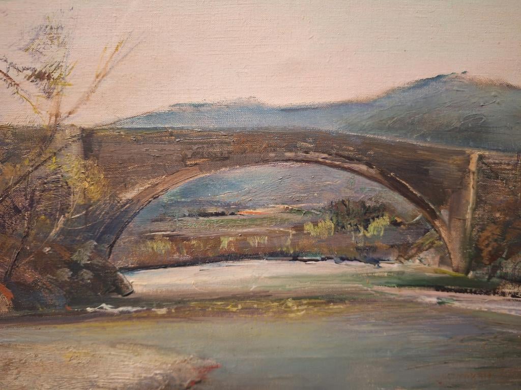 Schilderij 'Brug' door J.J. Moolhuijzen, Ophalen of Verzenden