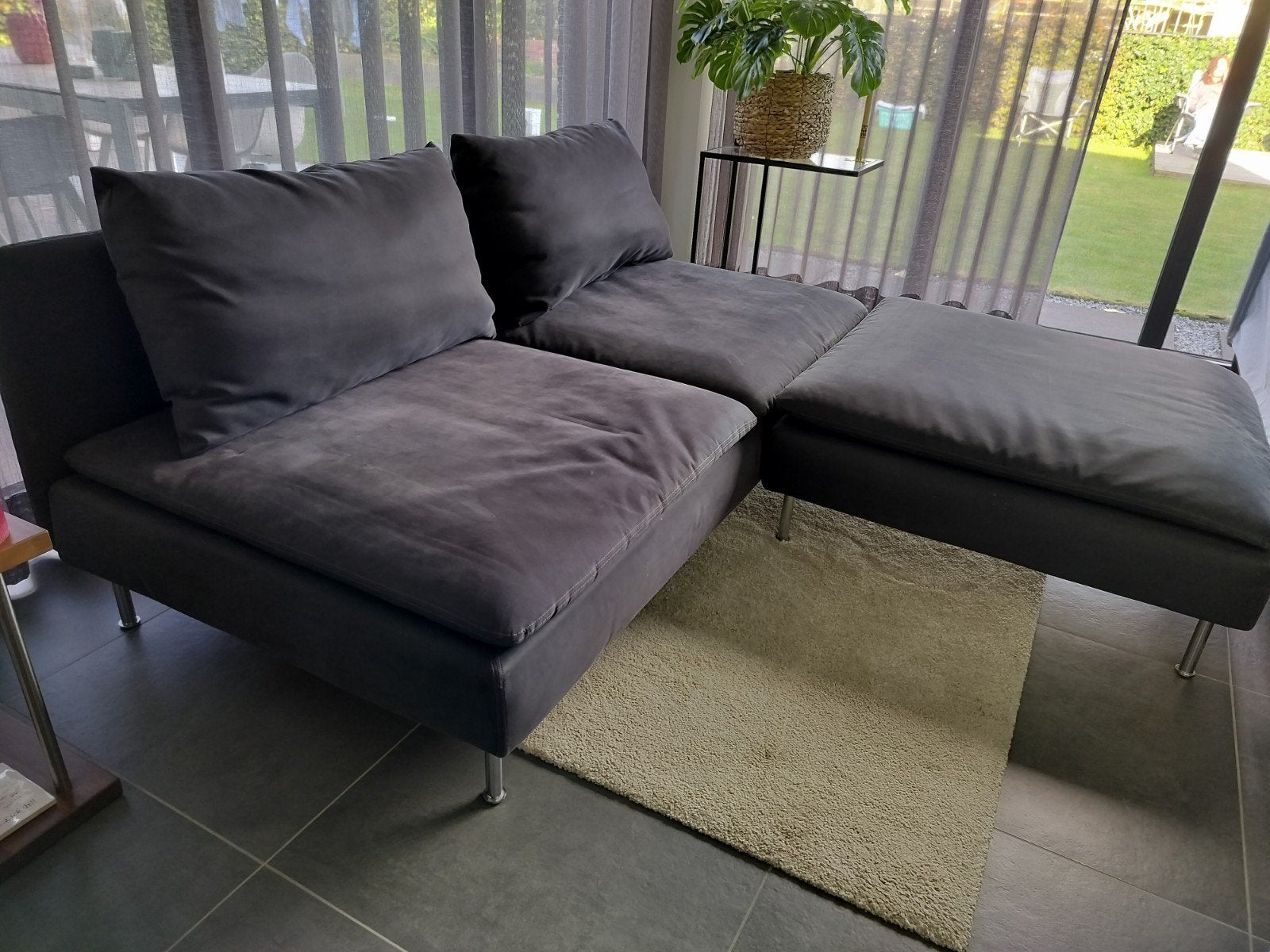 Zwart/grijze chaise longue bank Ikea soderhamn, Ophalen, Gebruikt, 100 tot 125 cm, Hoekbank