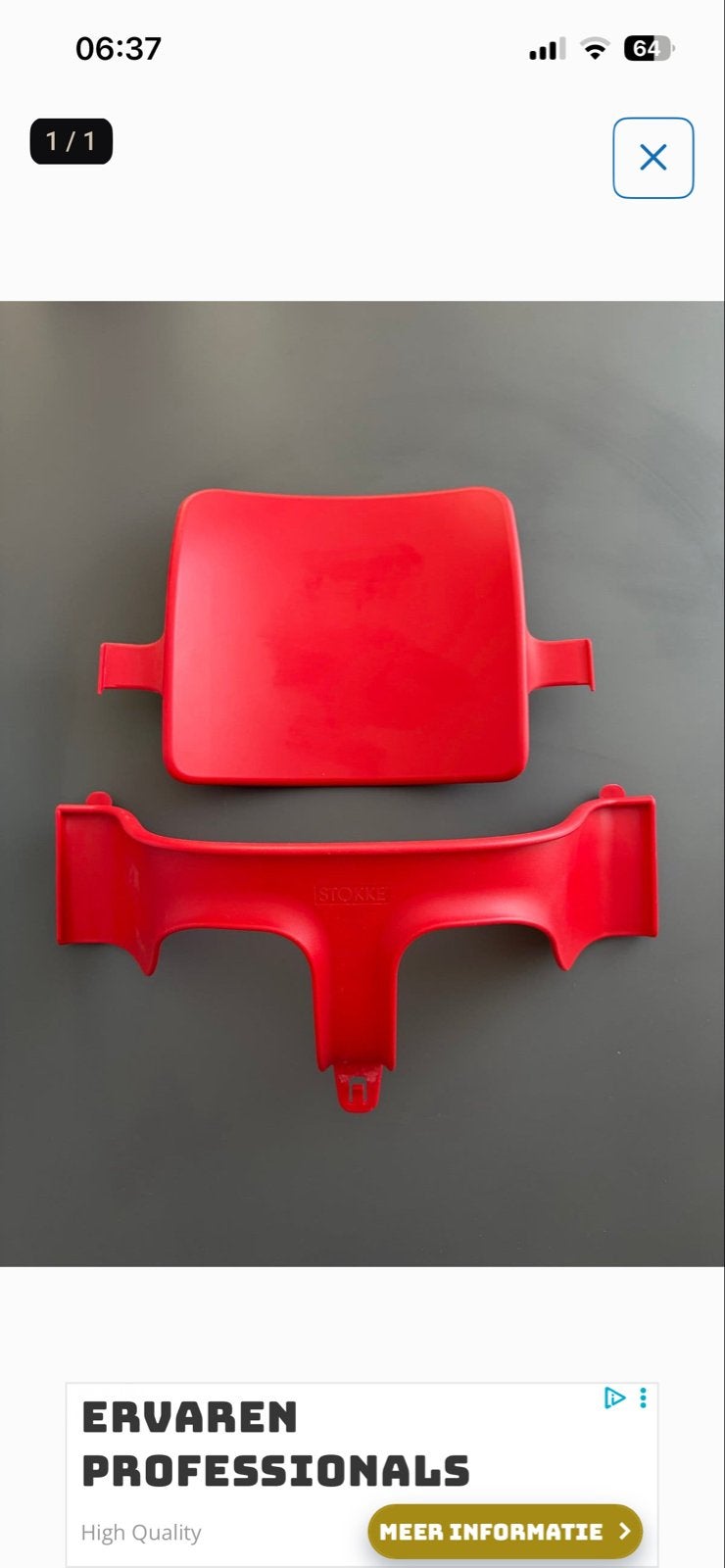 Stokke Tripp Trapp Baby Set Rood, Ophalen of Verzenden, Zo goed als nieuw, Meegroeistoel, Gordel(s)