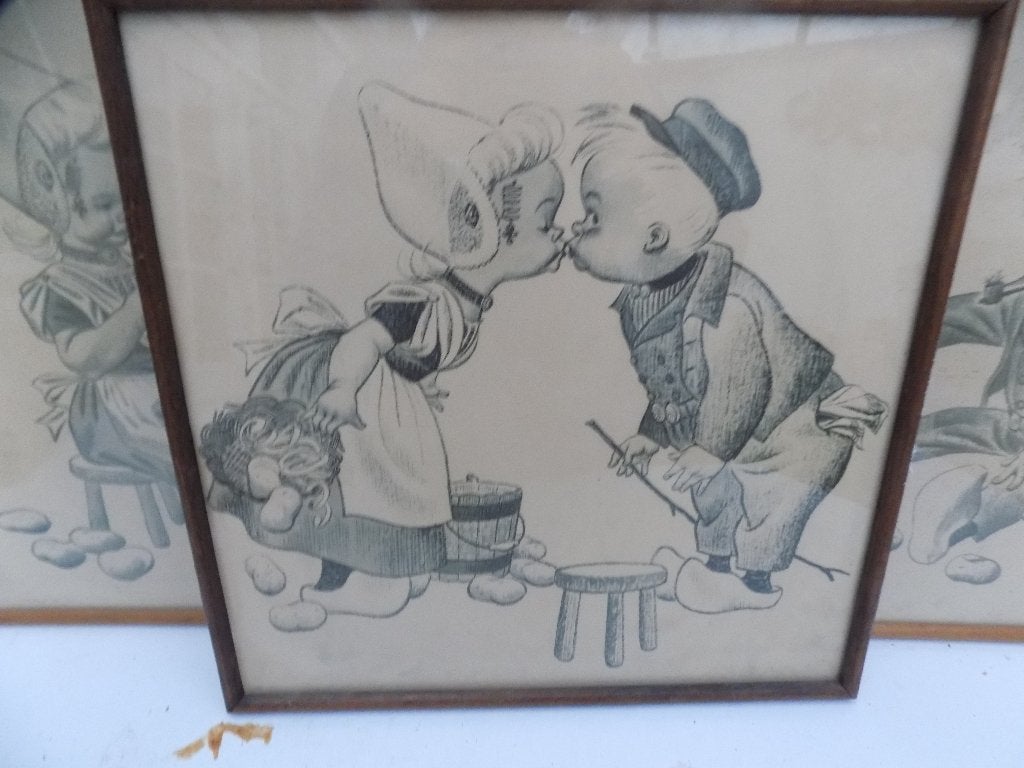 wanddecoratie afbeelding kinderen agrarisch boer boerin, Ophalen of Verzenden, Gebruikt, Achter glas