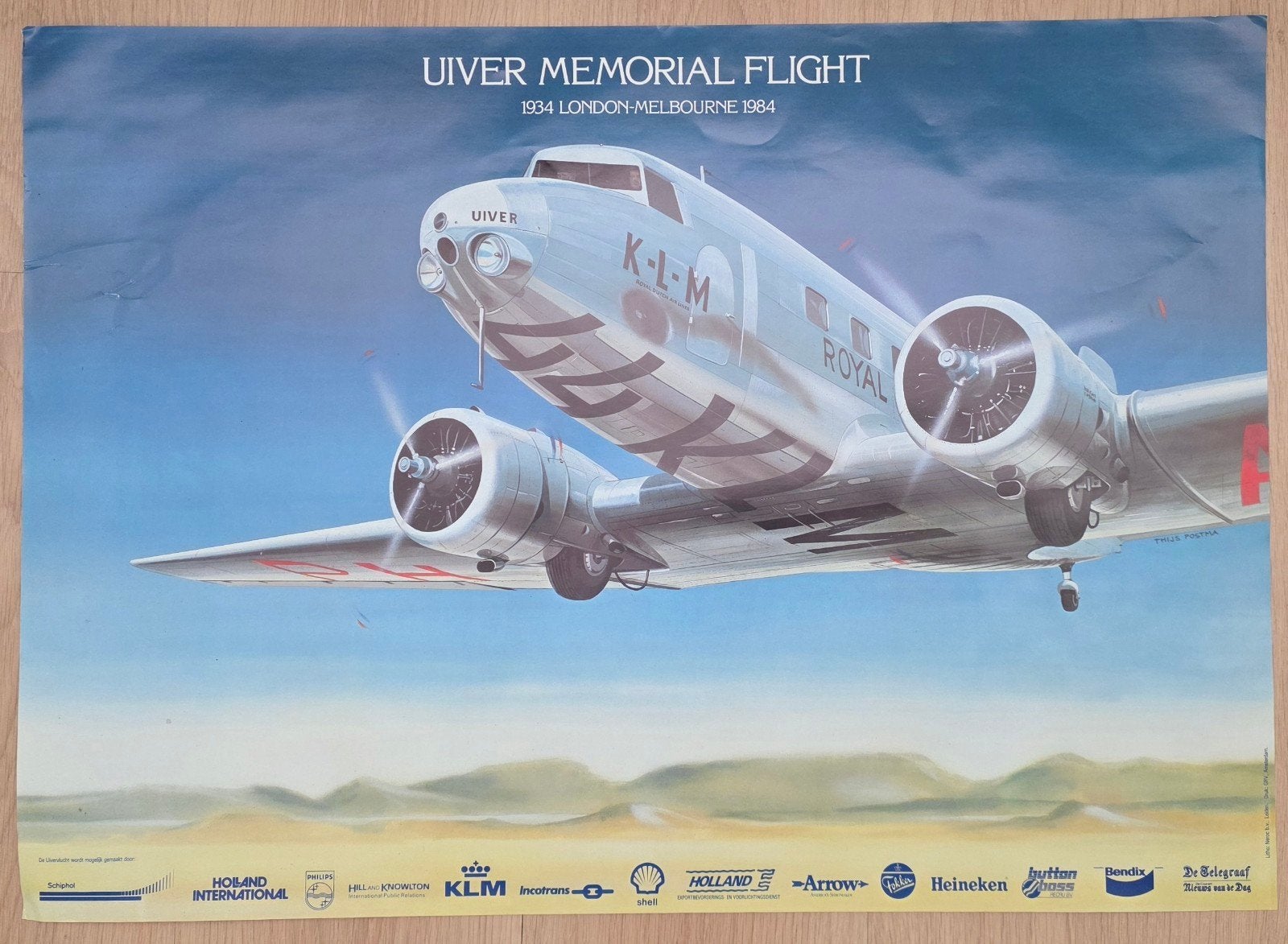 PH-AJU Uiver Memorial flight bouwplaat., 1:72 tot 1:144, Zo goed als nieuw, Vliegtuig, Ophalen