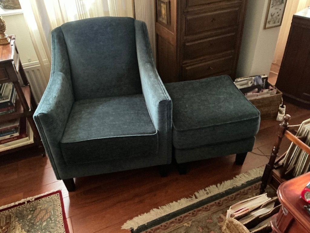 Meubels LP opberging lectuur houder en een zetel met hocker, Ophalen of Verzenden, Gebruikt, Minder dan 50 cm