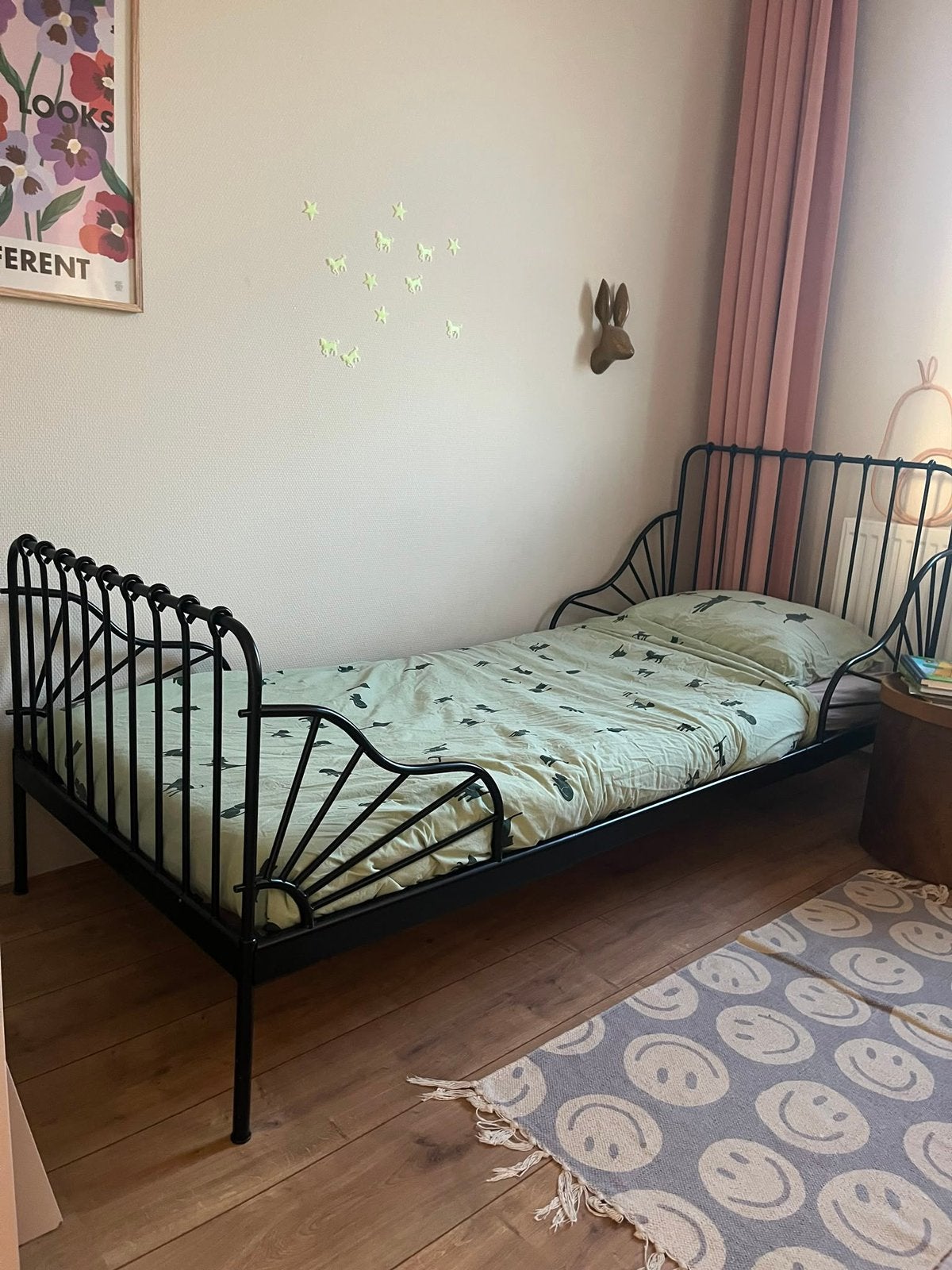 Meegroeiend IKEA bed met lattenbodem en deelbaar matras, Ophalen, Gebruikt, 70 tot 85 cm, Lattenbodem