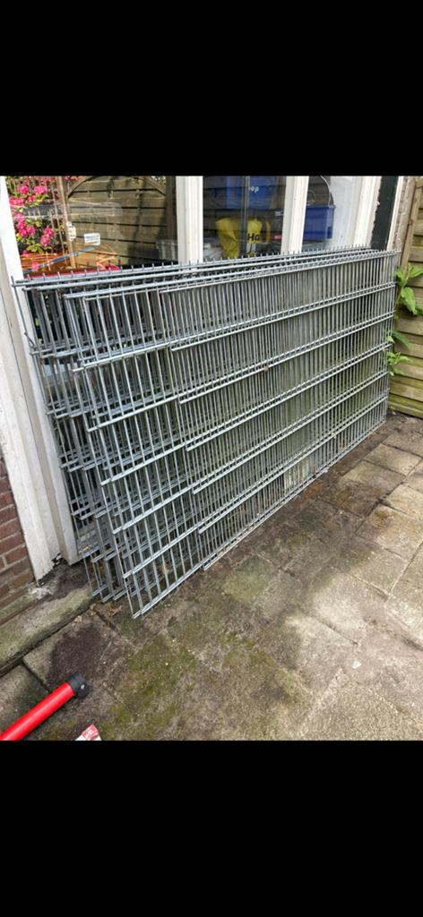 Dubbelstaaf hekwerk, Tuin en Terras, Tuinhekken en Hekwerk, Ophalen, Gebruikt, IJzer, Spijlenhekwerk
