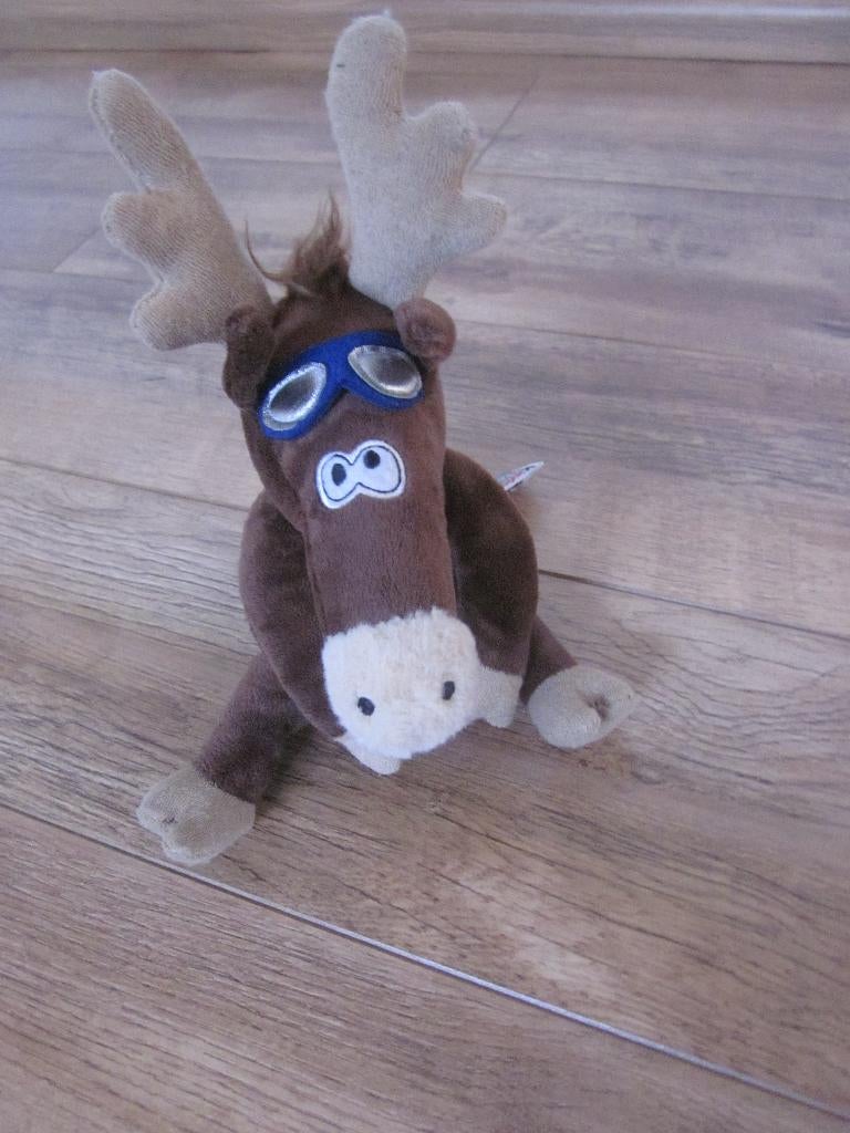 Ferrero Kinder bruin beige pluche handpop rendier eland knuf, Kinderen en Baby's, Ophalen of Verzenden, Zo goed als nieuw, Paard