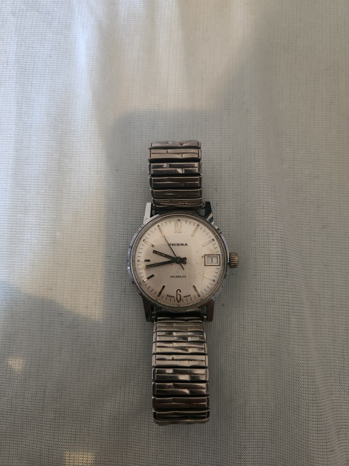 Vintage Prisma Swiss Made – Incabloc – Datum, Ophalen of Verzenden, Overige merken