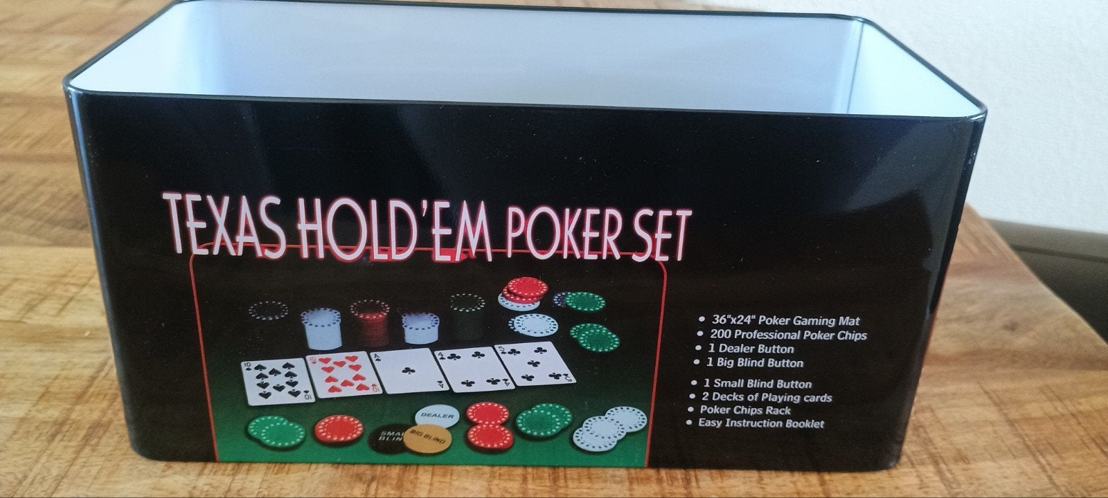 Texas Hold'em Pokerset - Compleet met Chips en Mat, Drie of vier spelers, Ophalen, Zo goed als nieuw