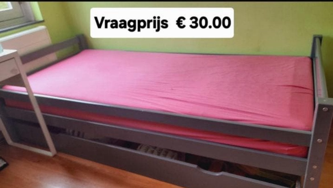 Eenpersoonsbed met opslagruimte, Ophalen, 90 cm, Eenpersoons, Zo goed als nieuw