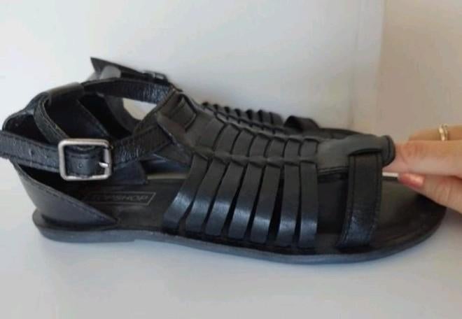 NEW Topshop echt Leder sandalen 39 Zwart, Verzenden, Zwart, Topshop, Sandalen of Muiltjes