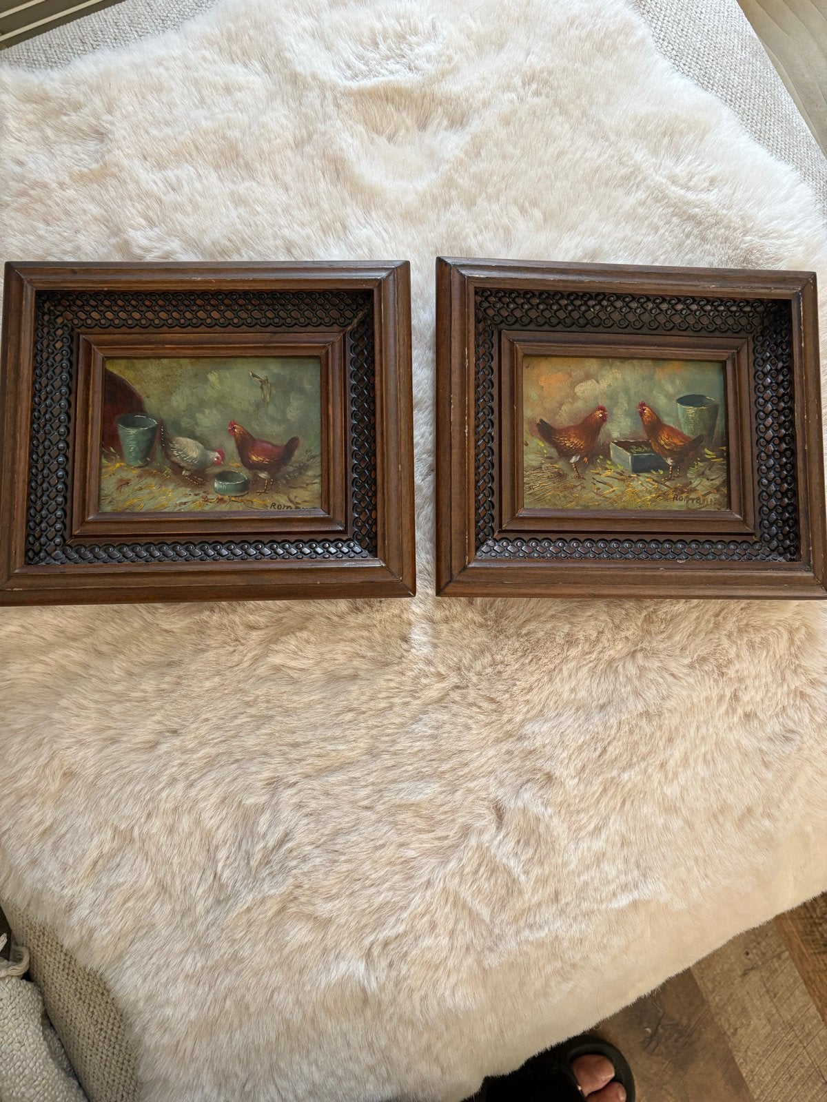 Set van 2 Olieverfschilderijen pendant van Gaetano Romania, Antiek en Kunst, Kunst | Schilderijen | Klassiek, Ophalen, Paneel