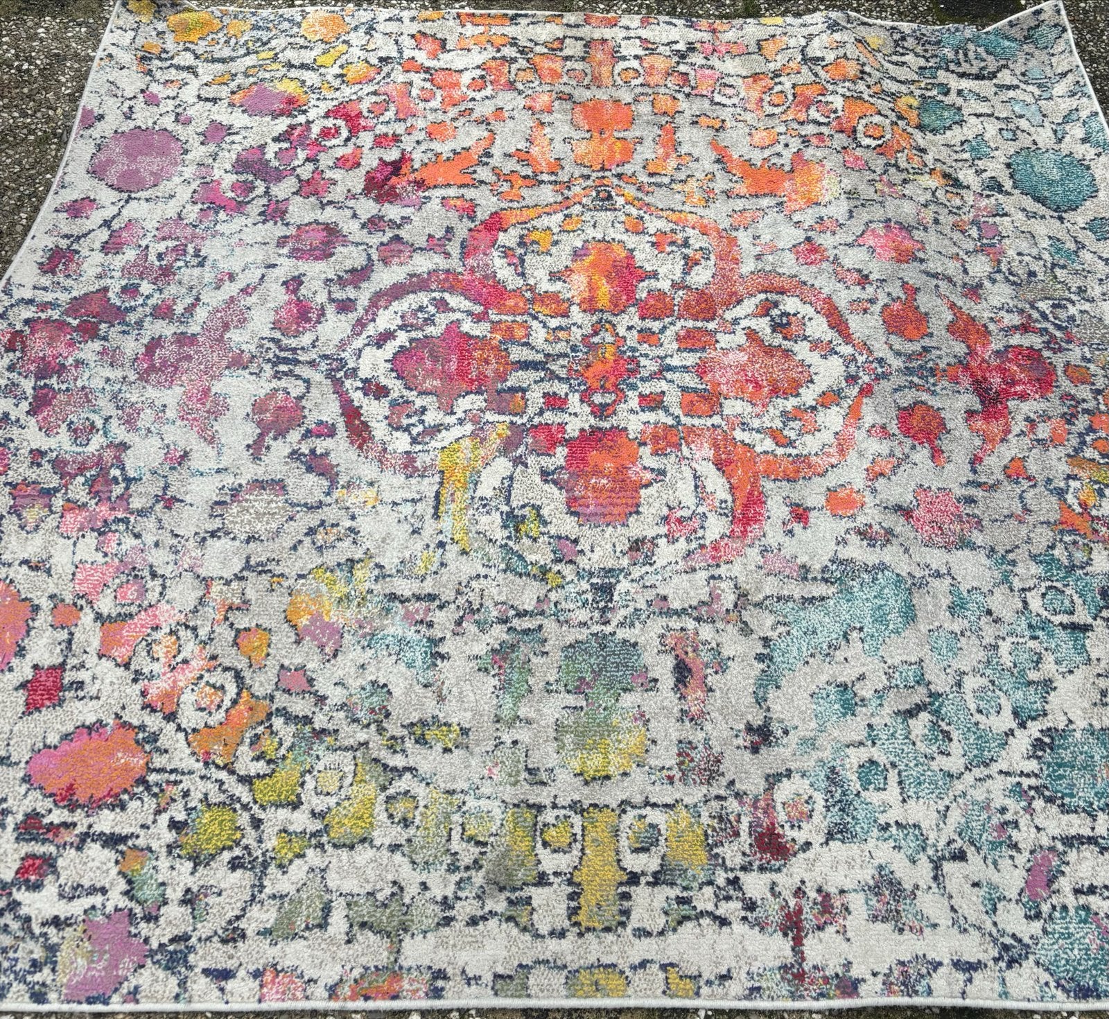 Bolero Vloerkleed 200x200 cm - Veelkleurig Design, Gebruikt, Vierkant, Blauw, Ophalen of Verzenden
