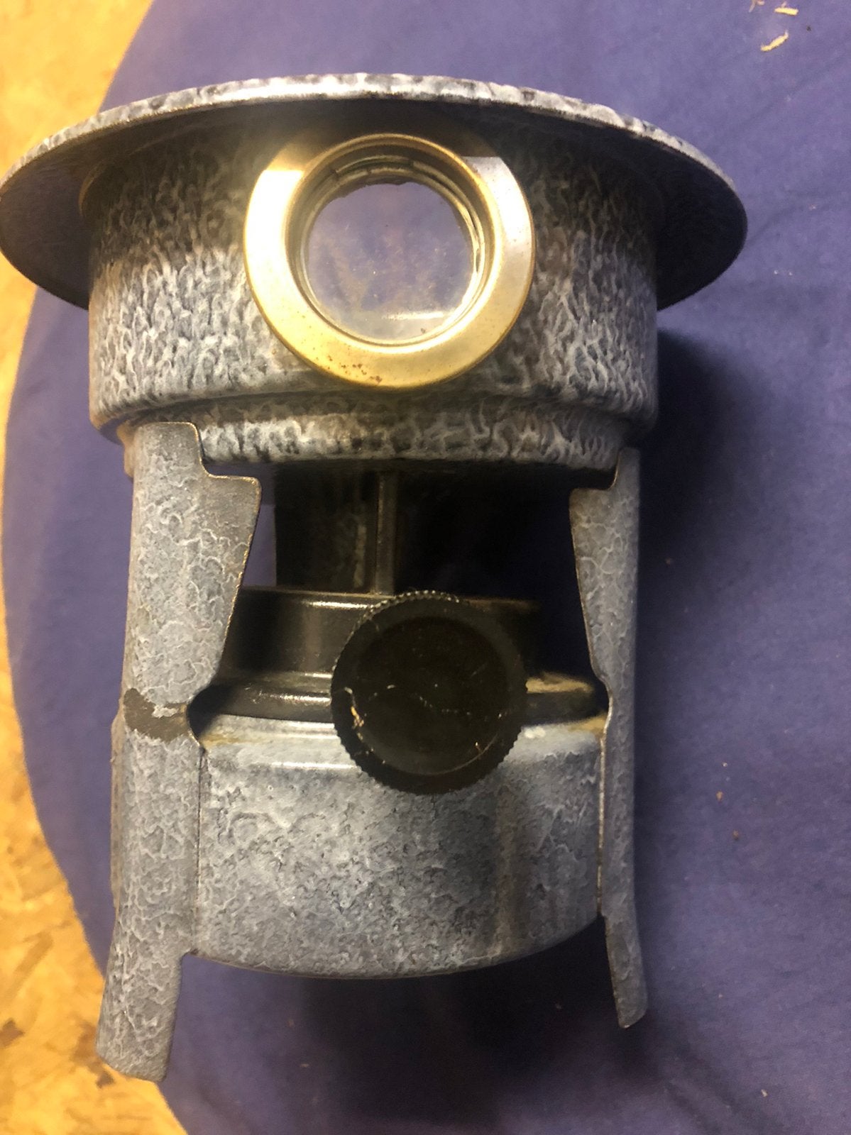Grijs gewolkt petroleumstel 19 cm hoog en  Ø 18, Ophalen of Verzenden